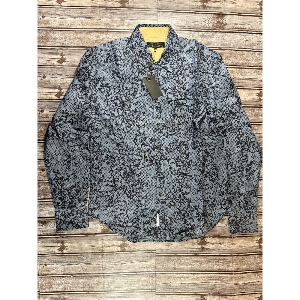 Rag & Bone Graphic print Yokohama shirt size 16 color Blue graphic NWT